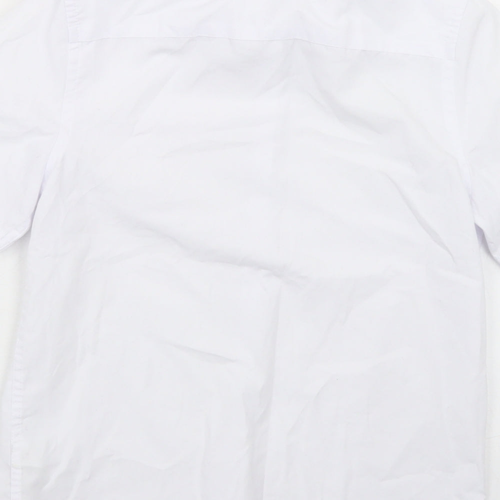 Marks & Spencer Boys White Polyester Basic Button-Up Size 7-8 Years Collared Button - School Wear