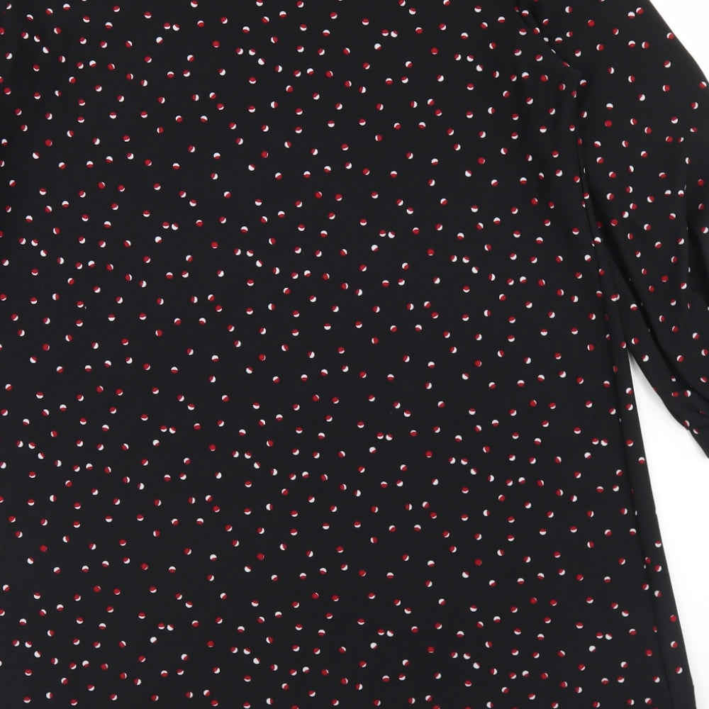 Mango Womens Black Polka Dot Polyester A-Line Size M Round Neck