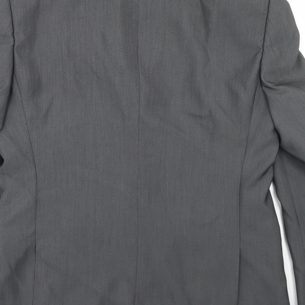 Preworn Mens Grey Polyester Jacket Blazer Size 38
