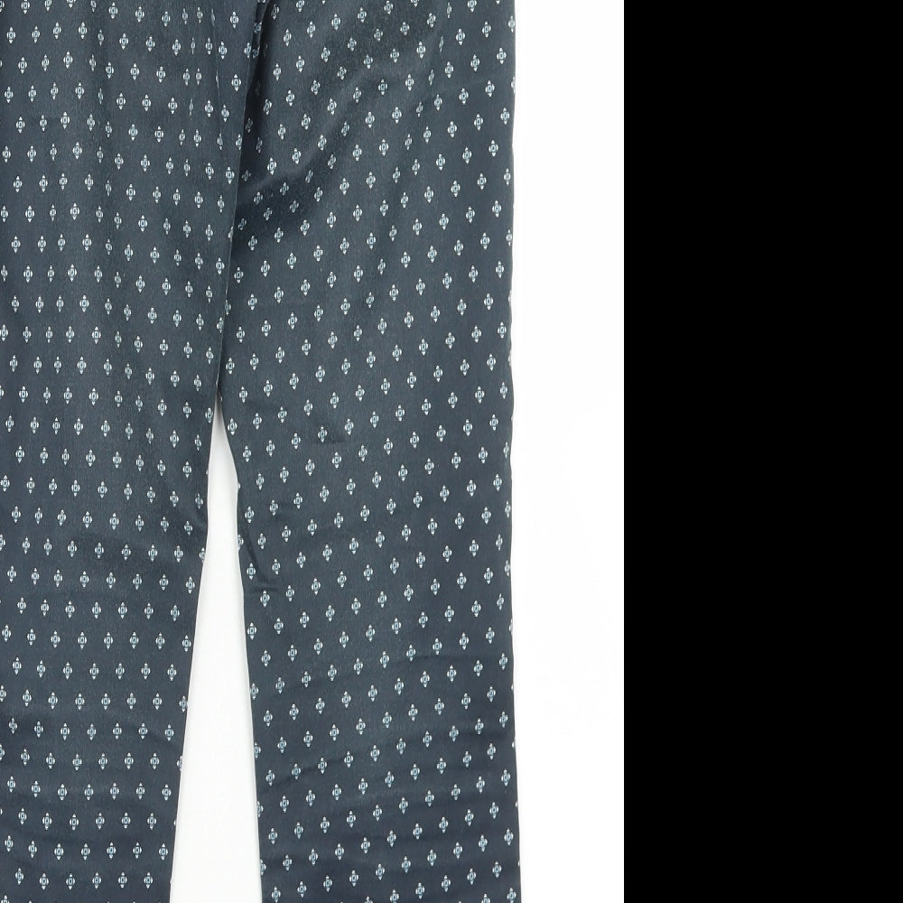 H&M Womens Blue Argyle/Diamond Cotton Dress Pants Trousers Size 34 L26 in Regular Hook & Eye