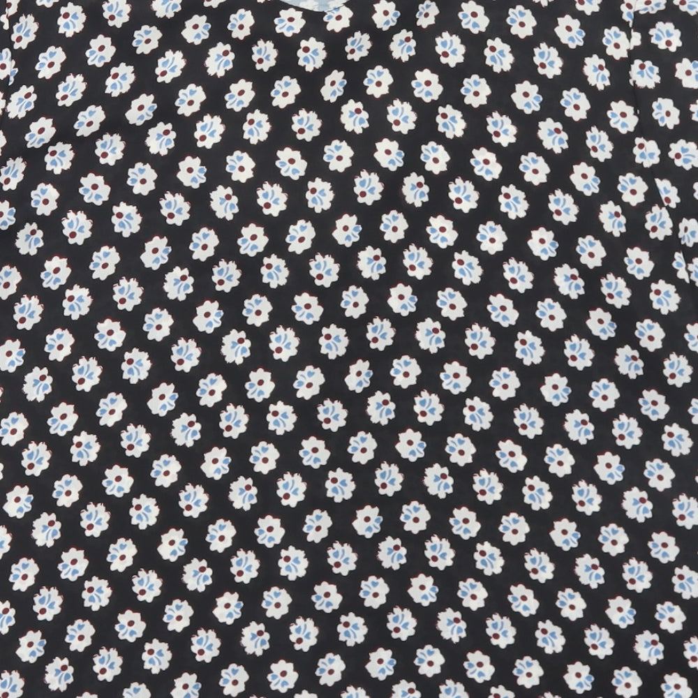 Fashion Union Womens Black Floral Polyester Basic Blouse Size 8 Collared