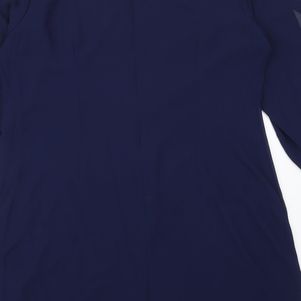 Grace Karen Womens Blue Polyester Mini Size XL Round Neck Zip