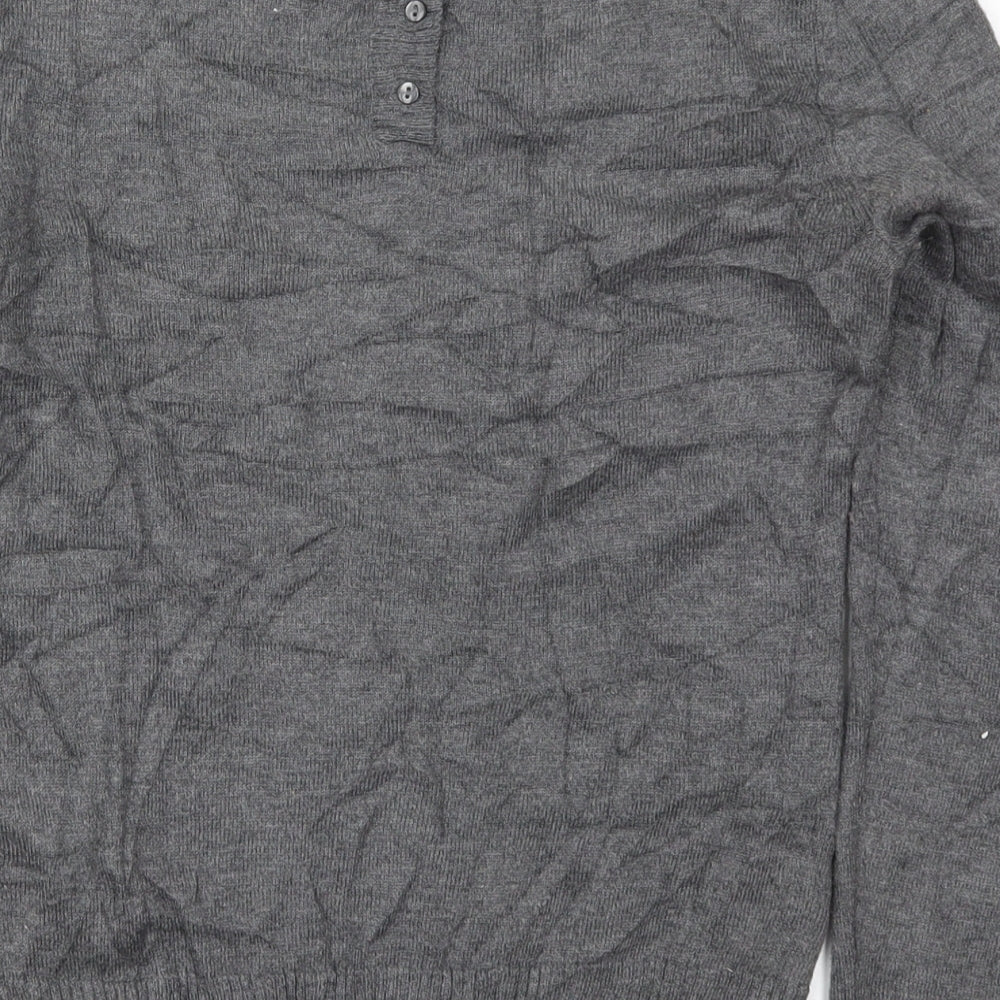 H&M Womens Grey Round Neck Nylon Pullover Jumper Size XS