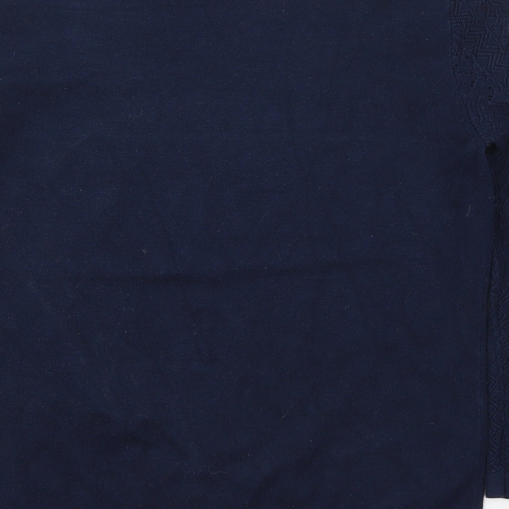 Warehouse Womens Blue Round Neck Viscose Pullover Jumper Size 14