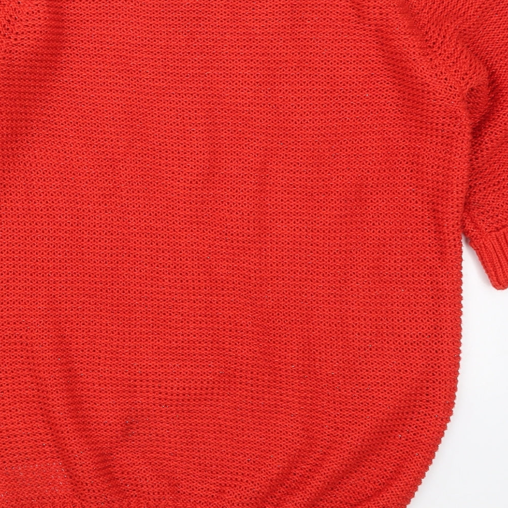 Peacocks Womens Red Round Neck Polyester Pullover Jumper Size 12