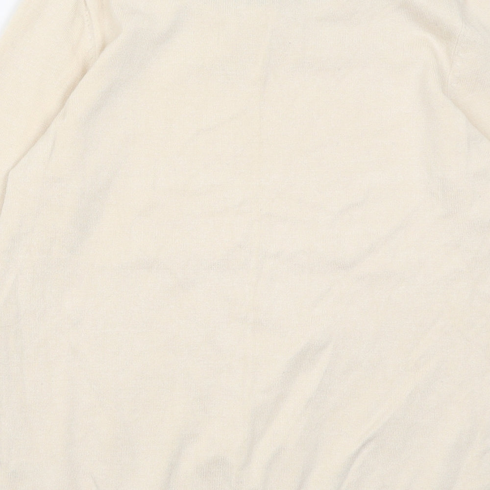 David Emanuel Womens Beige Collared Viscose Pullover Jumper Size XS