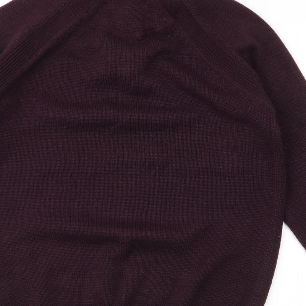 Industrialize Womens Purple High Neck Acrylic Pullover Jumper Size S