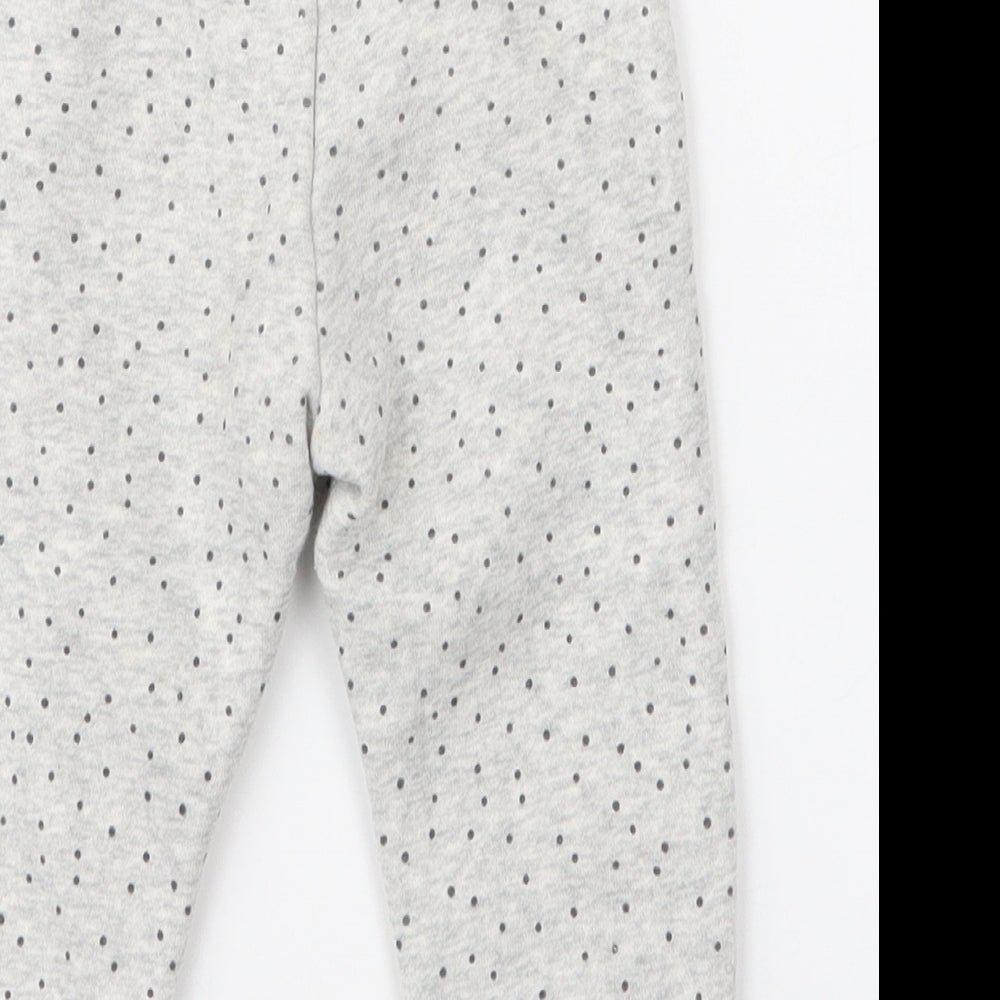 Primark Girls Grey Polka Dot Cotton Jogger Trousers Size 9-12 Months Pullover
