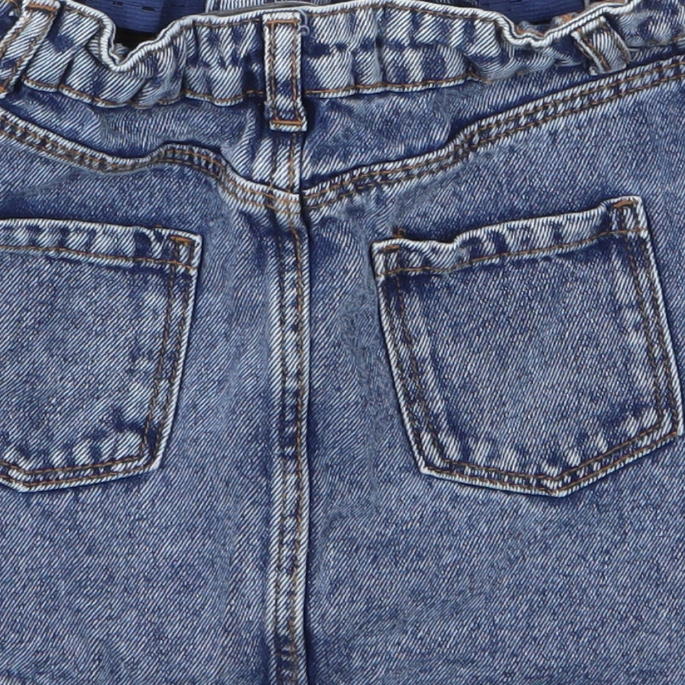 Denim & Co. Girls Blue 100% Cotton A-Line Skirt Size 5-6 Years Regular Zip