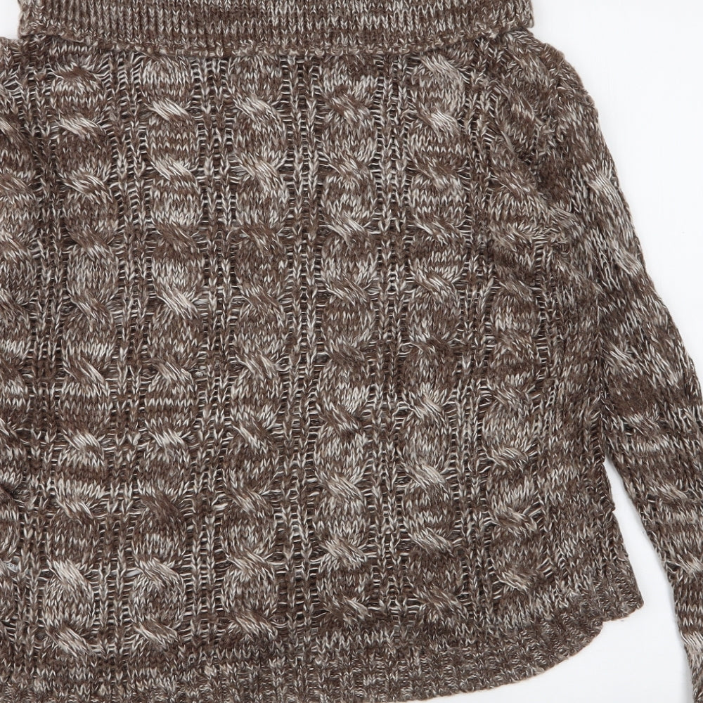Shy Womens Beige Roll Neck Acrylic Pullover Jumper Size M
