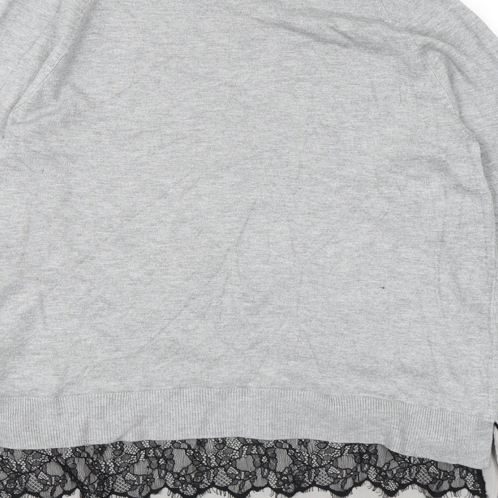Papaya Womens Grey Round Neck Acrylic Pullover Jumper Size 12