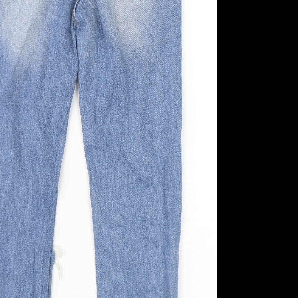 Momokrom Womens Blue Cotton Mom Jeans Size 8 L26 in Regular Button