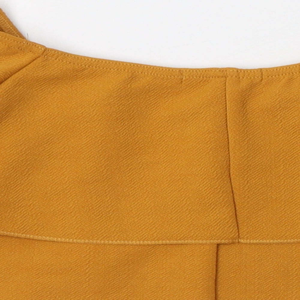 Boohoo Womens Orange Polyester Cropped Blouse Size 6 Round Neck