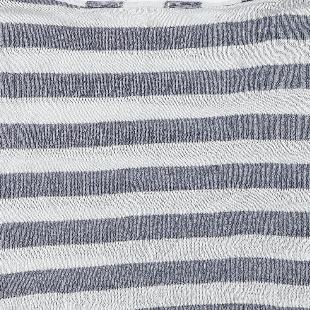 Atmosphere Womens Blue Round Neck Striped Polyester Pullover Jumper Size 12