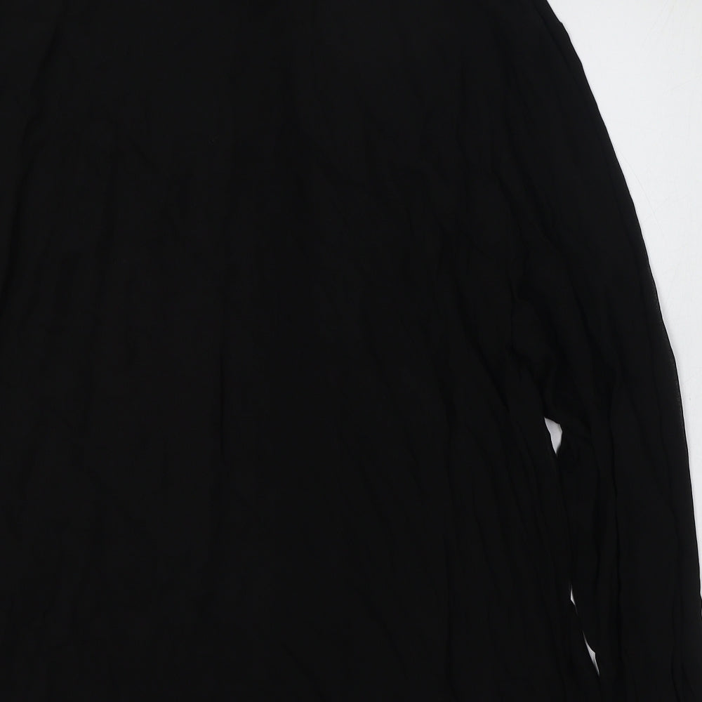 Monsoon Womens Black Polyester Basic Button-Up Size 12 Collared