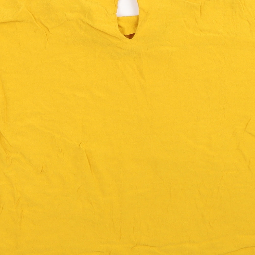 H&M Womens Yellow Viscose Basic Blouse Size 8 Round Neck
