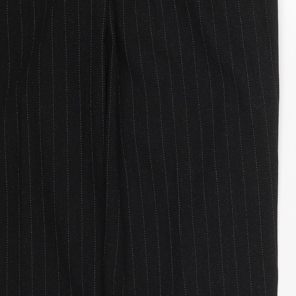 b.young Womens Black Striped Polyester Trousers Size 14 L32 in Regular Hook & Eye