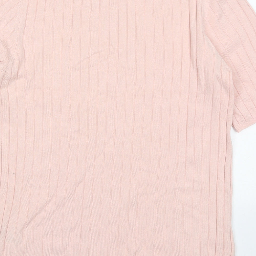Marks & Spencer Womens Pink Crew Neck Viscose Pullover Jumper Size 14