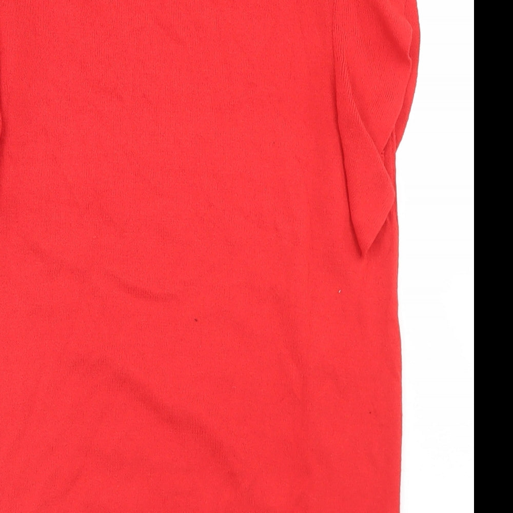 Dorothy Perkins Womens Red Round Neck Viscose Pullover Jumper Size 10