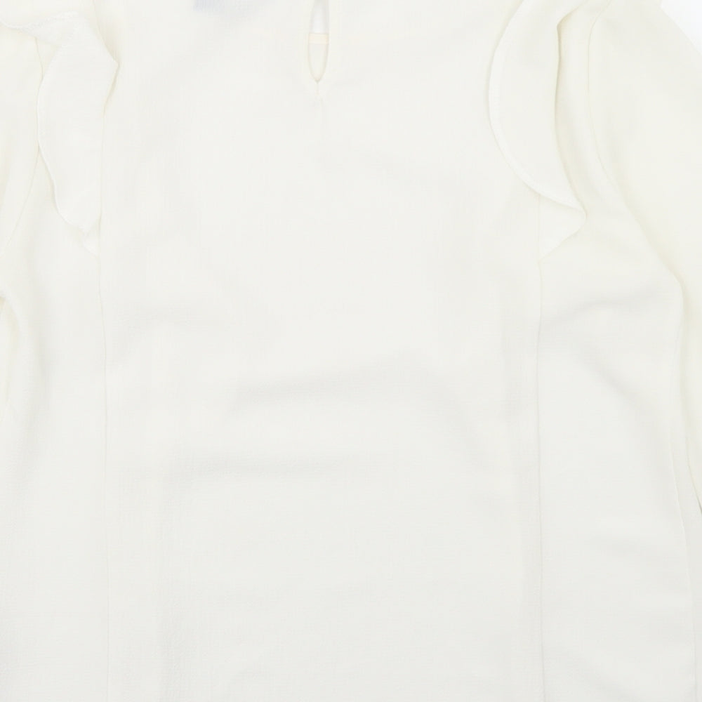 New Look Womens Ivory Polyester Basic Blouse Size 10 Round Neck