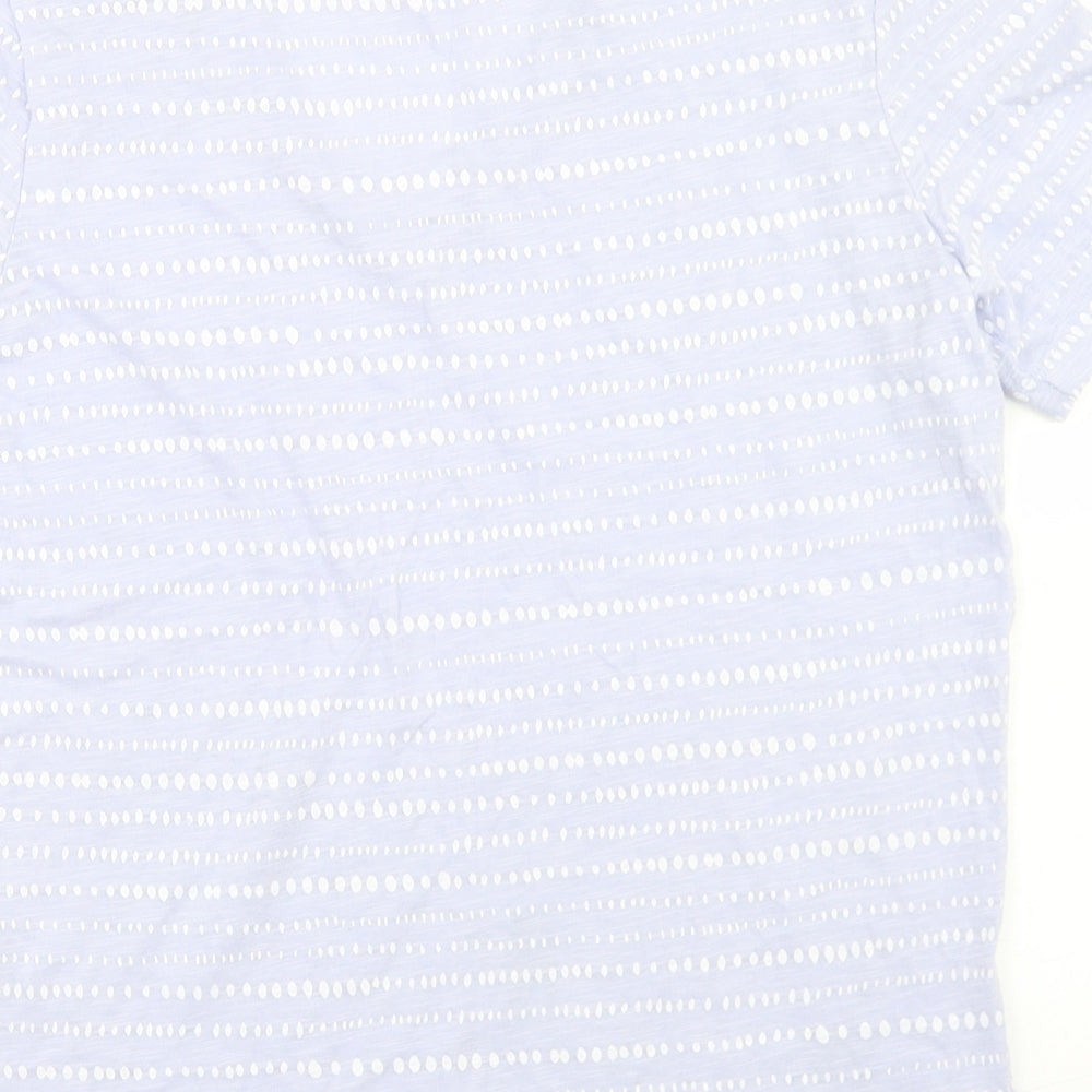 Marks & Spencer Womens Purple Polka Dot Cotton Basic T-Shirt Size 6 V-Neck
