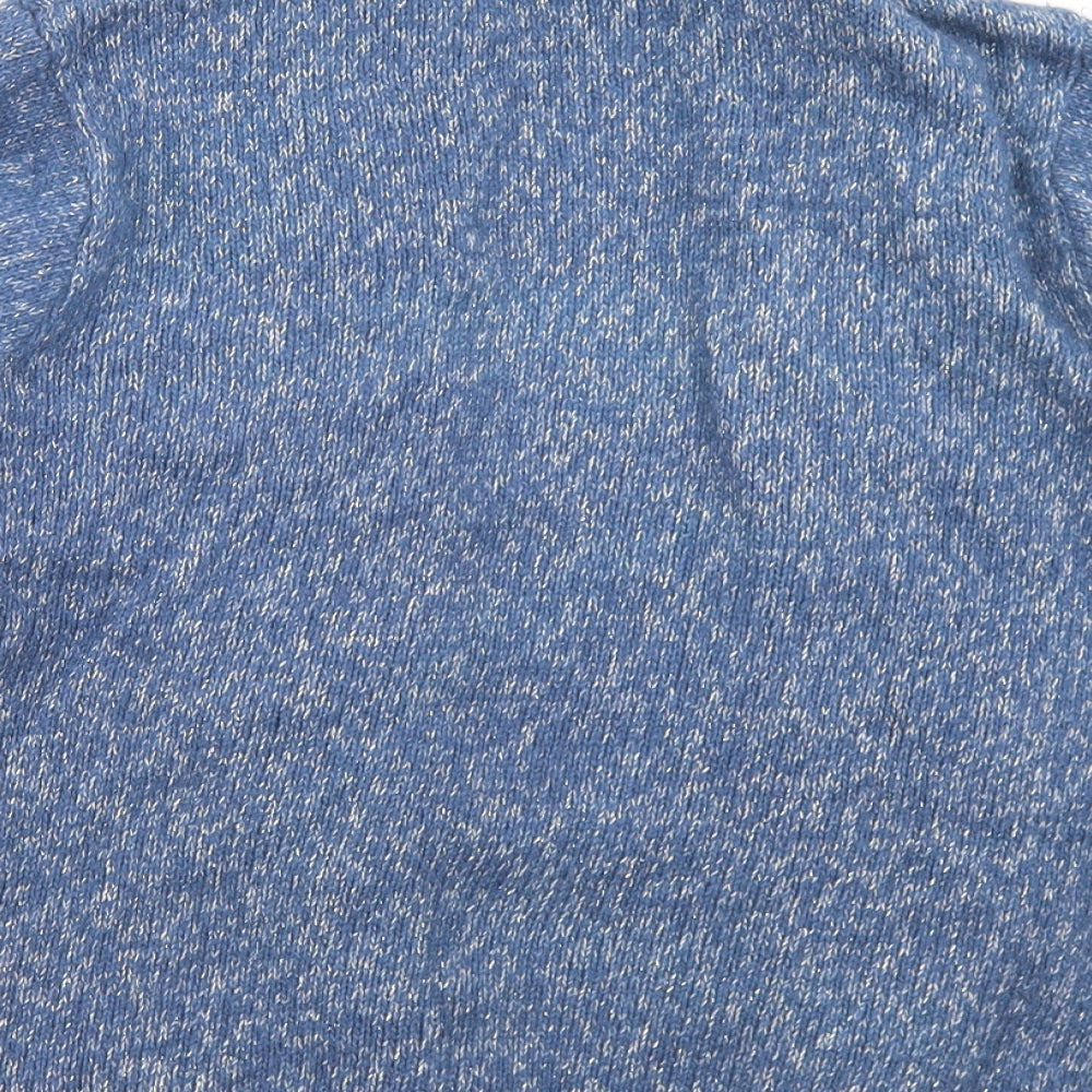 M&Co Womens Blue Collared Acrylic Cardigan Jumper Size 14