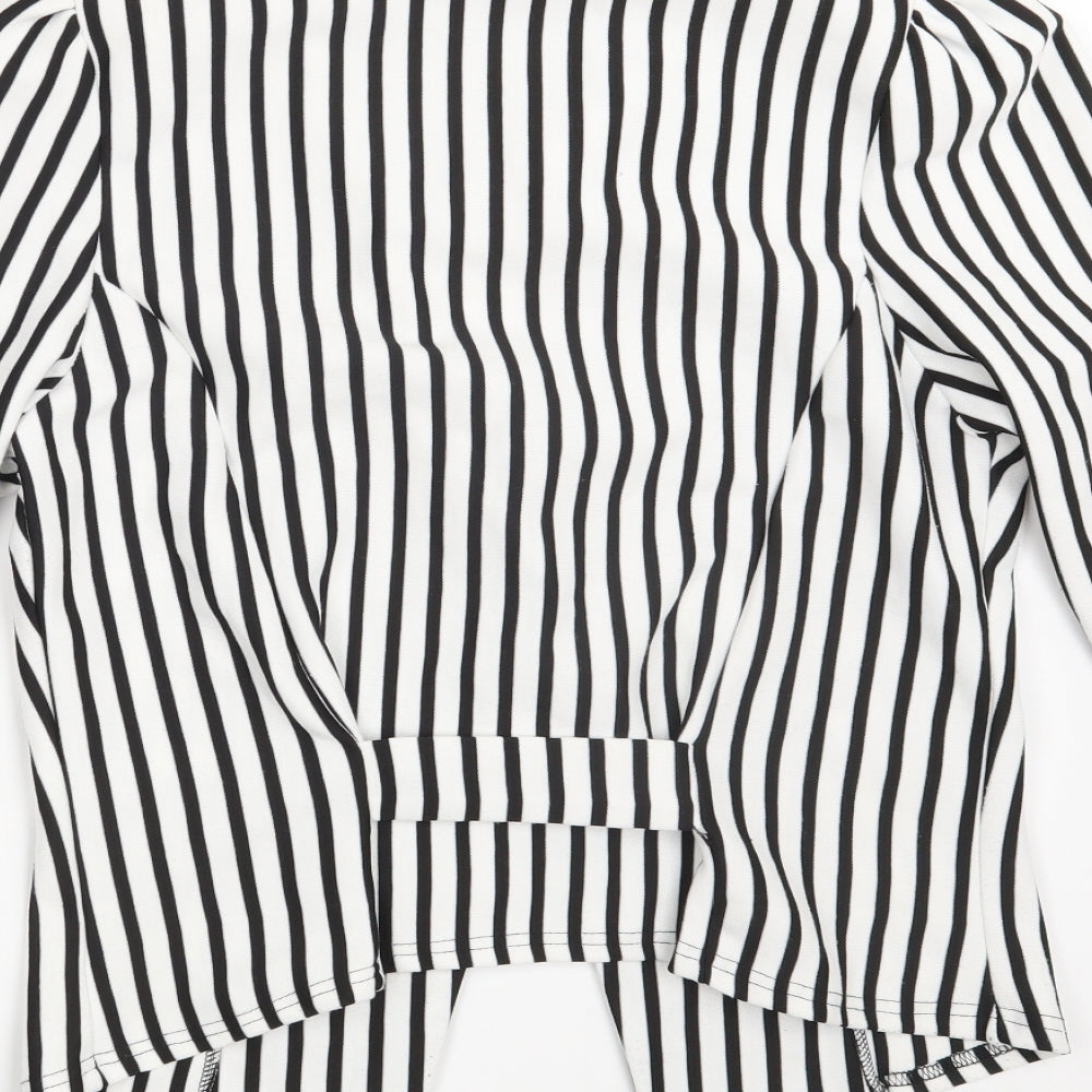 Urban Bliss Womens White Striped Jacket Size 14 Button
