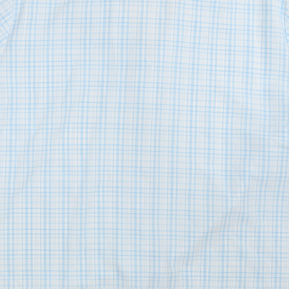 Emma Collection Womens Blue Check Polyester Basic Button-Up Size 18 Collared
