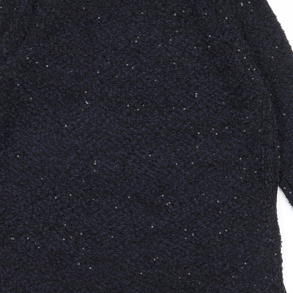 Zara Womens Blue V-Neck Polyester Pullover Jumper Size M