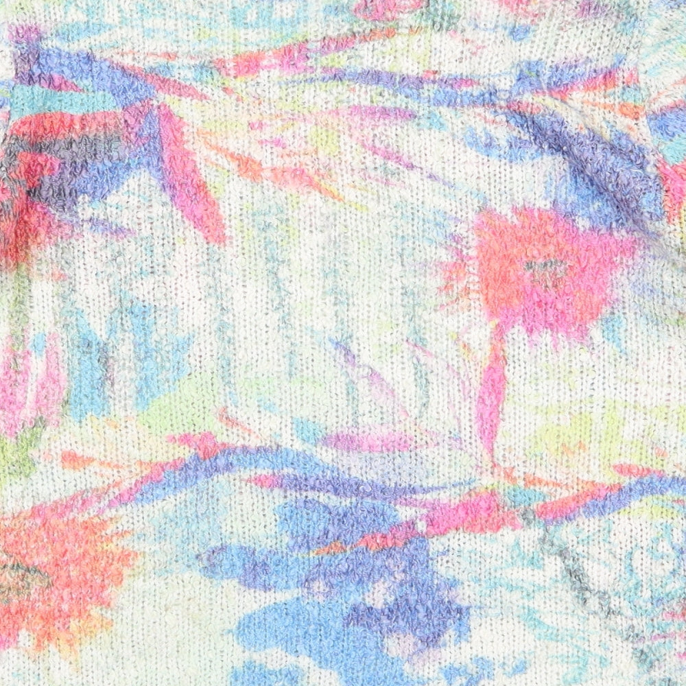 Casamia Womens Multicoloured V-Neck Floral Acrylic Pullover Jumper Size S