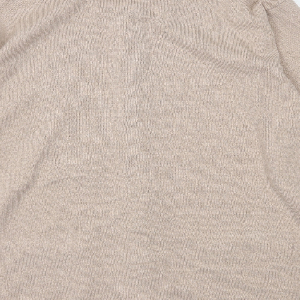 Reflect Womens Beige Round Neck Acrylic Cardigan Jumper Size M