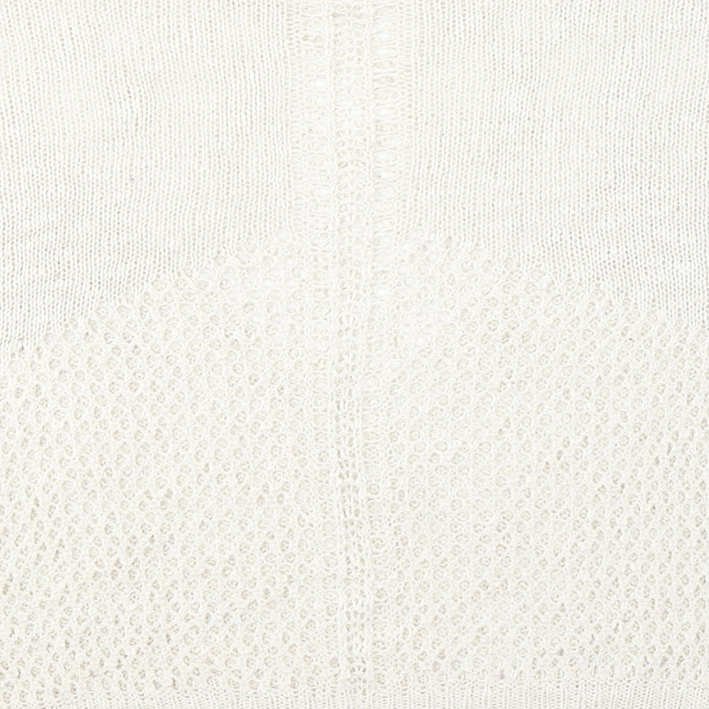 Paper Crane Womens Ivory V-Neck Polyester Pullover Jumper Size S