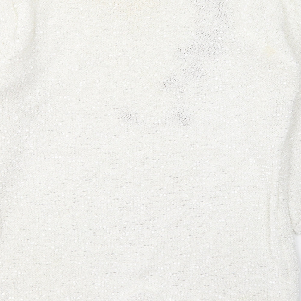Debenhams Womens White Round Neck Polyester Pullover Jumper Size M