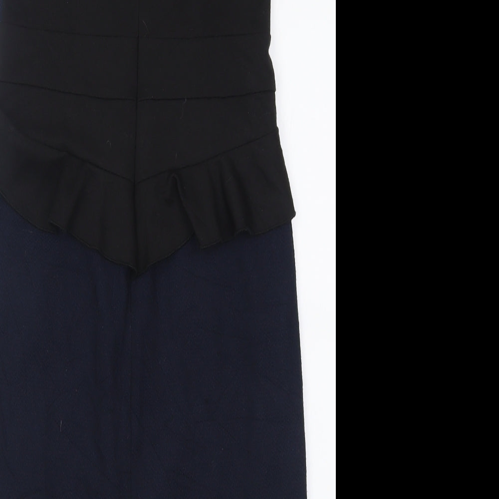 Oasis Womens Blue Polyester Bodycon Size 10 Crew Neck Zip