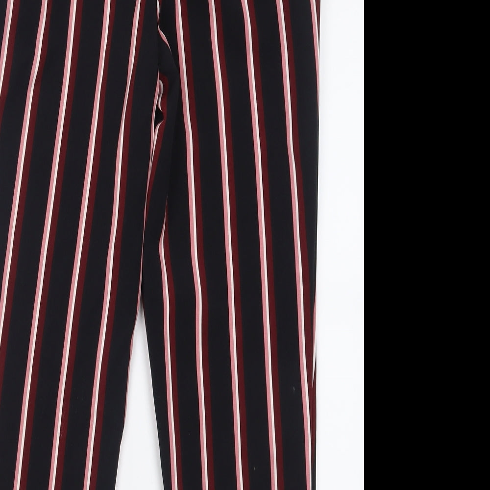 Miss Selfridge Womens Black Striped Polyester Trousers Size 8 L24 in Regular