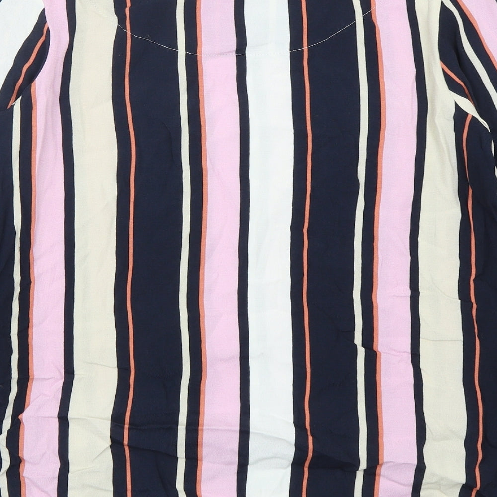 NEXT Womens Multicoloured Striped Viscose Basic Blouse Size 12 Round Neck