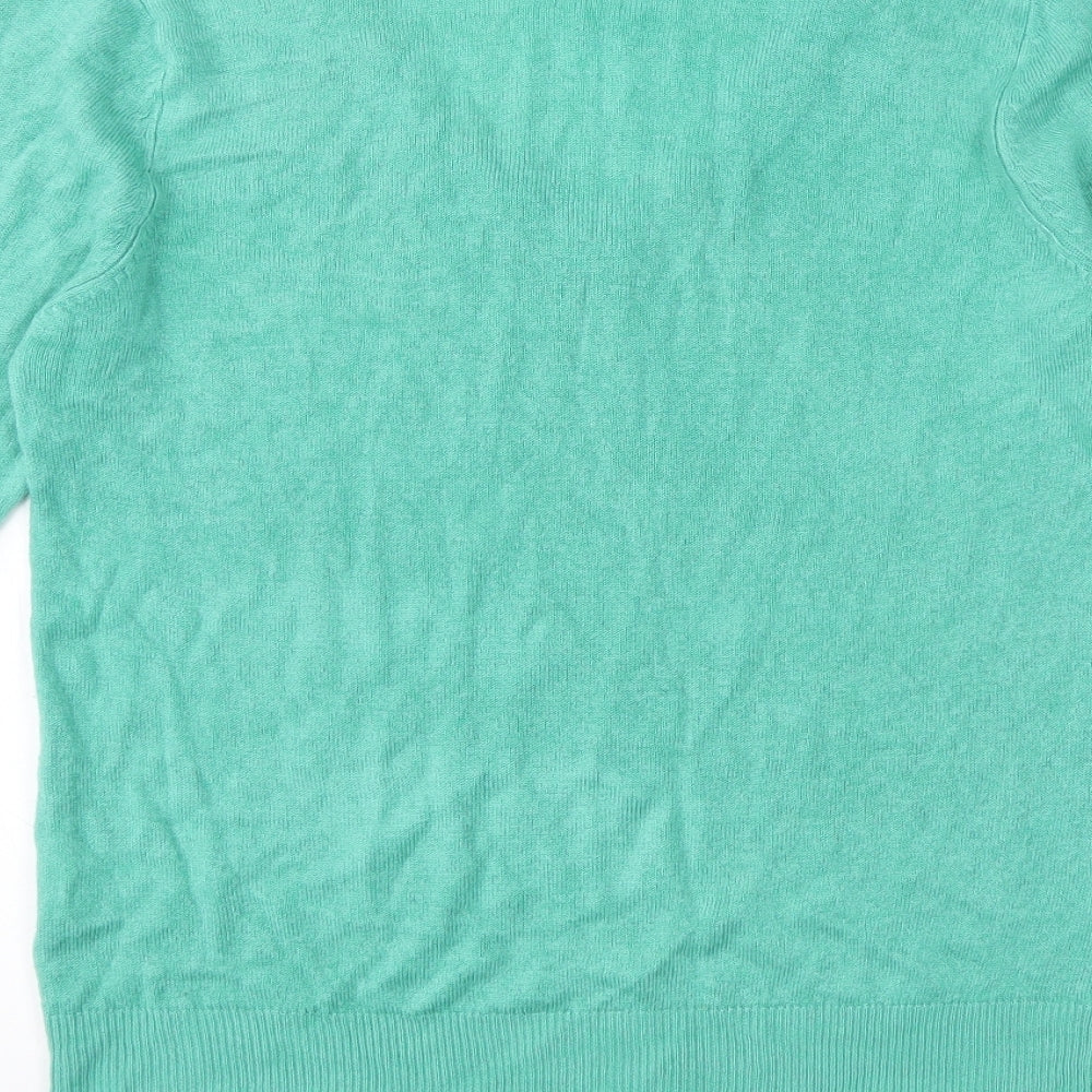Pep & co Womens Green V-Neck Acrylic Pullover Jumper Size 12