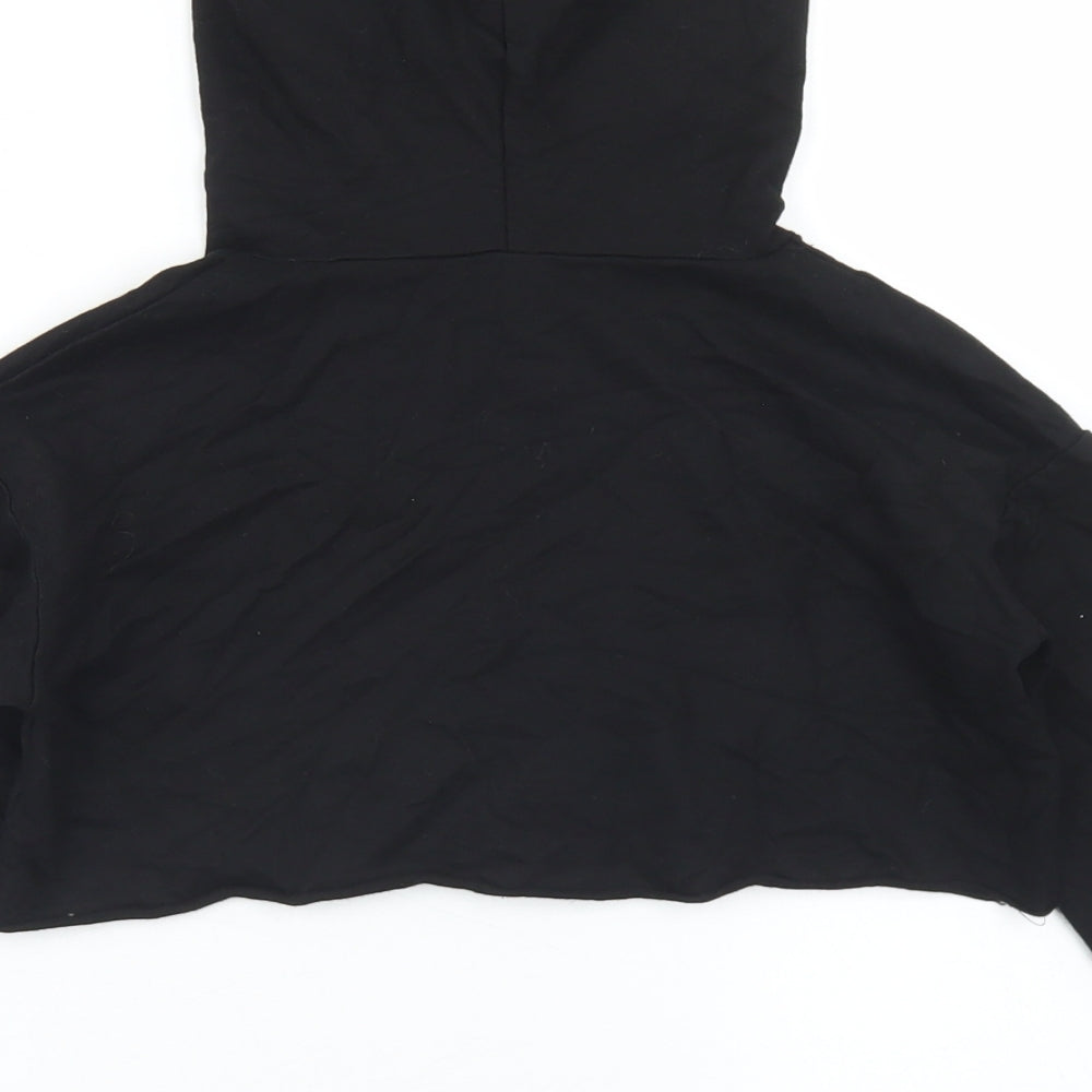 SHEIN Girls Black Cotton Pullover Hoodie Size 6 Years - Cropped