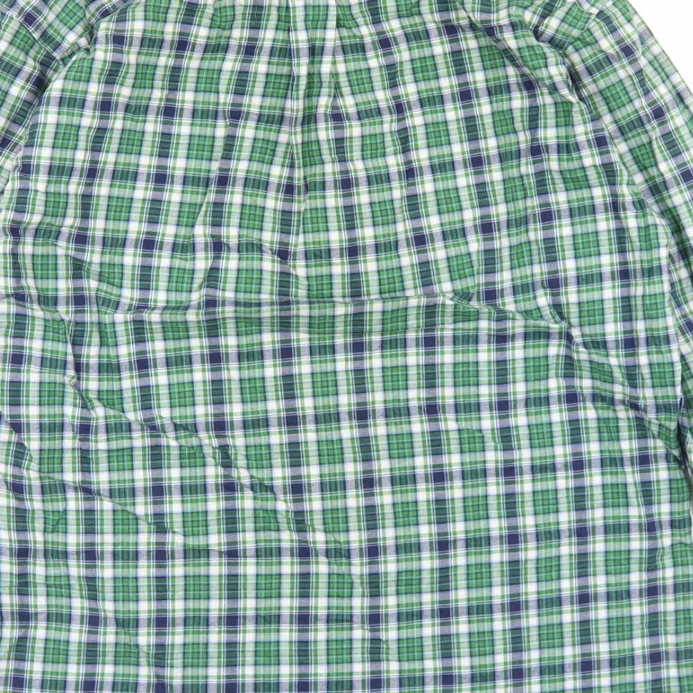 The Savile Row Company Mens Green Plaid Polyester Button-Up Size M Collared Button