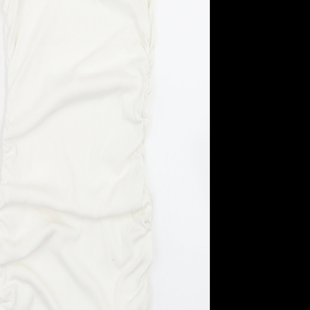 Preworn Womens White Cotton Bodycon Size S Mock Neck