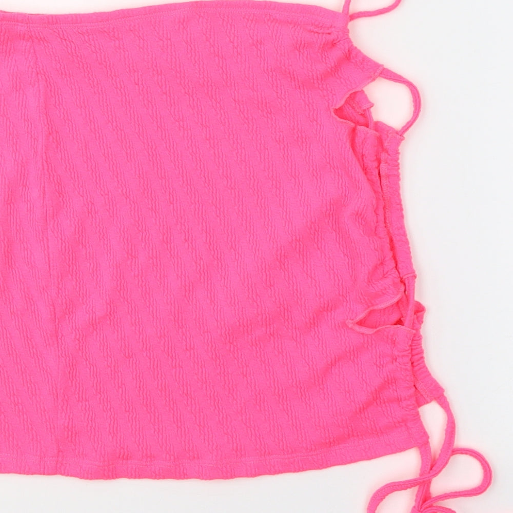 SheIn Womens Pink Polyester Wrap Tank Size S Square Neck