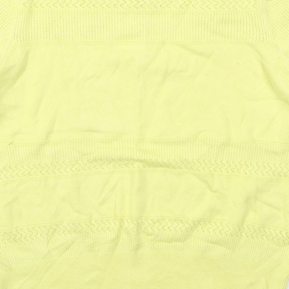 Marks & Spencer Womens Yellow Collared Viscose Pullover Jumper Size 14