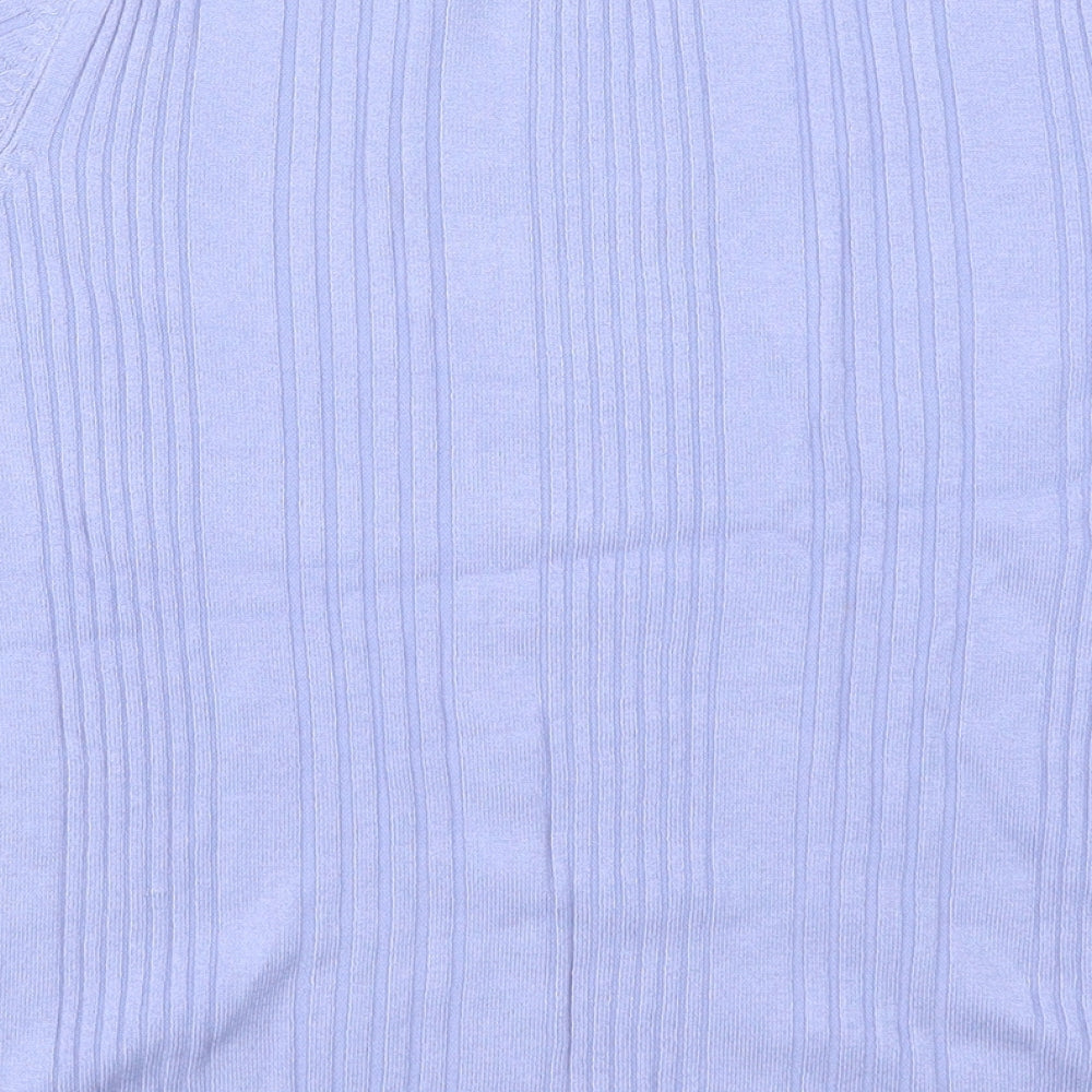 Marks & Spencer Womens Blue Crew Neck Viscose Pullover Jumper Size 14