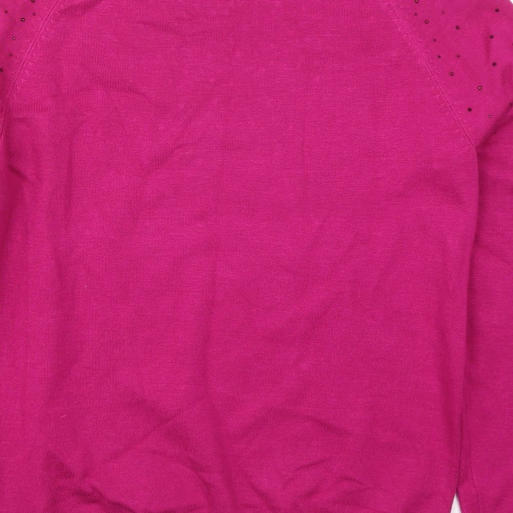 Soon Womens Pink Round Neck Viscose Pullover Jumper Size 12