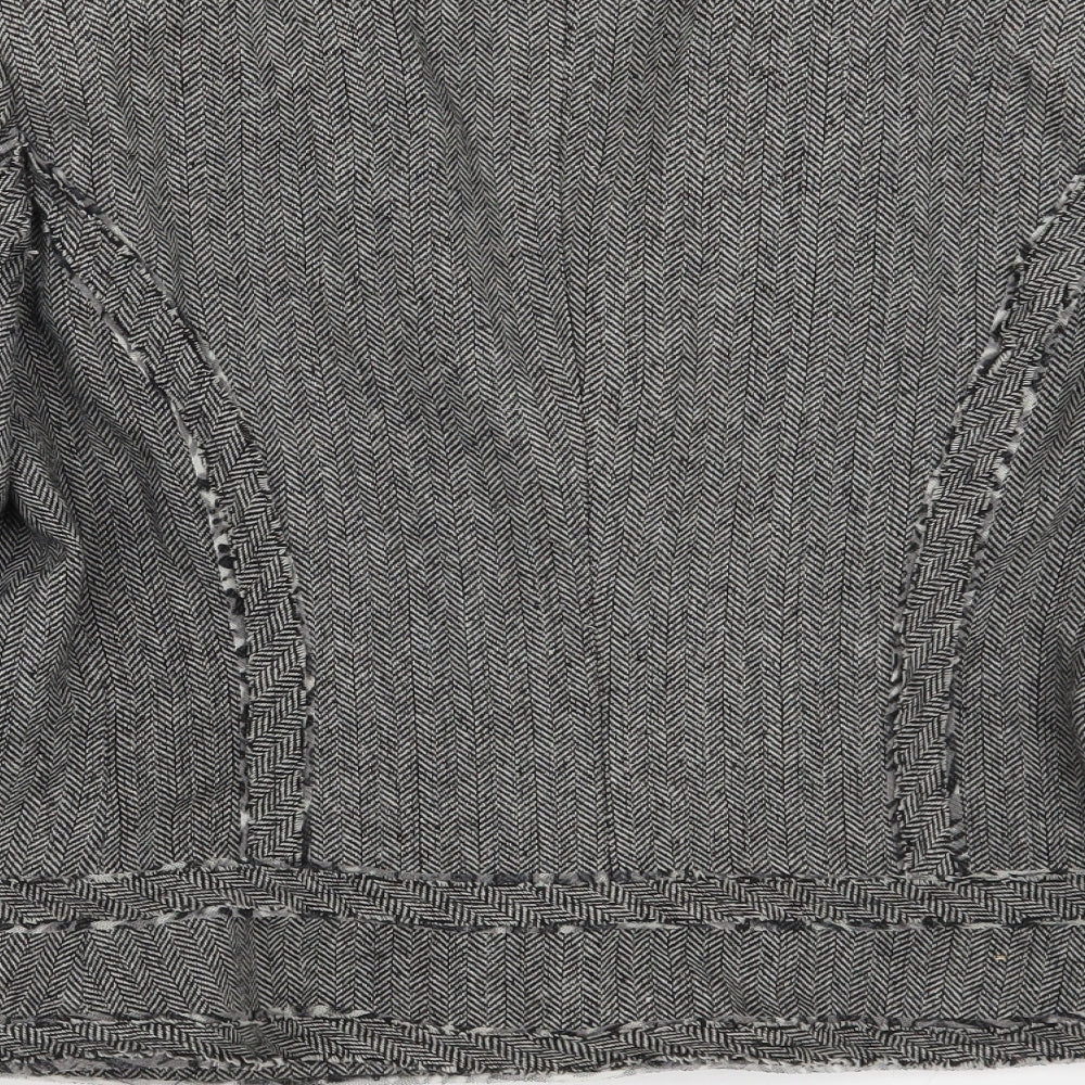 Simon Jeffrey Womens Grey Houndstooth Jacket Blazer Size 14 Snap