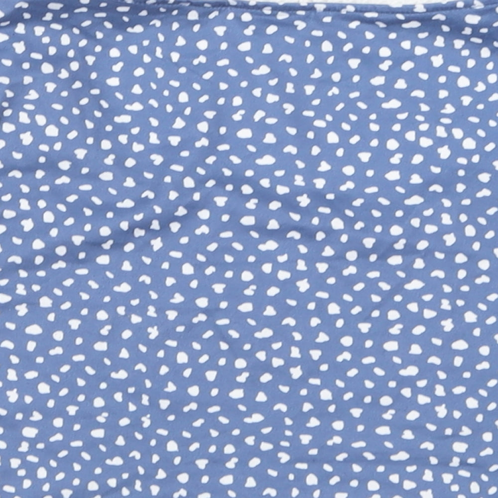 ROMWE Womens Blue Polka Dot Polyacrylate Fibre Cropped T-Shirt Size M Scoop Neck