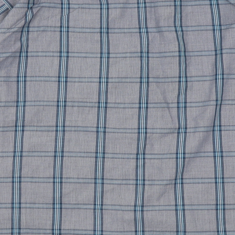 Marks & Spencer Mens Grey Check Polyester Button-Up Size XL V-Neck Button