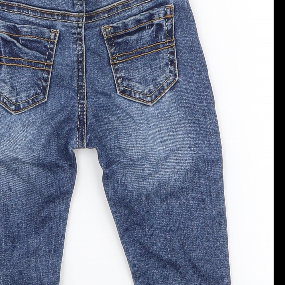 Denim Co Boys Blue Cotton Cargo Jeans Size 6-9 Months Button