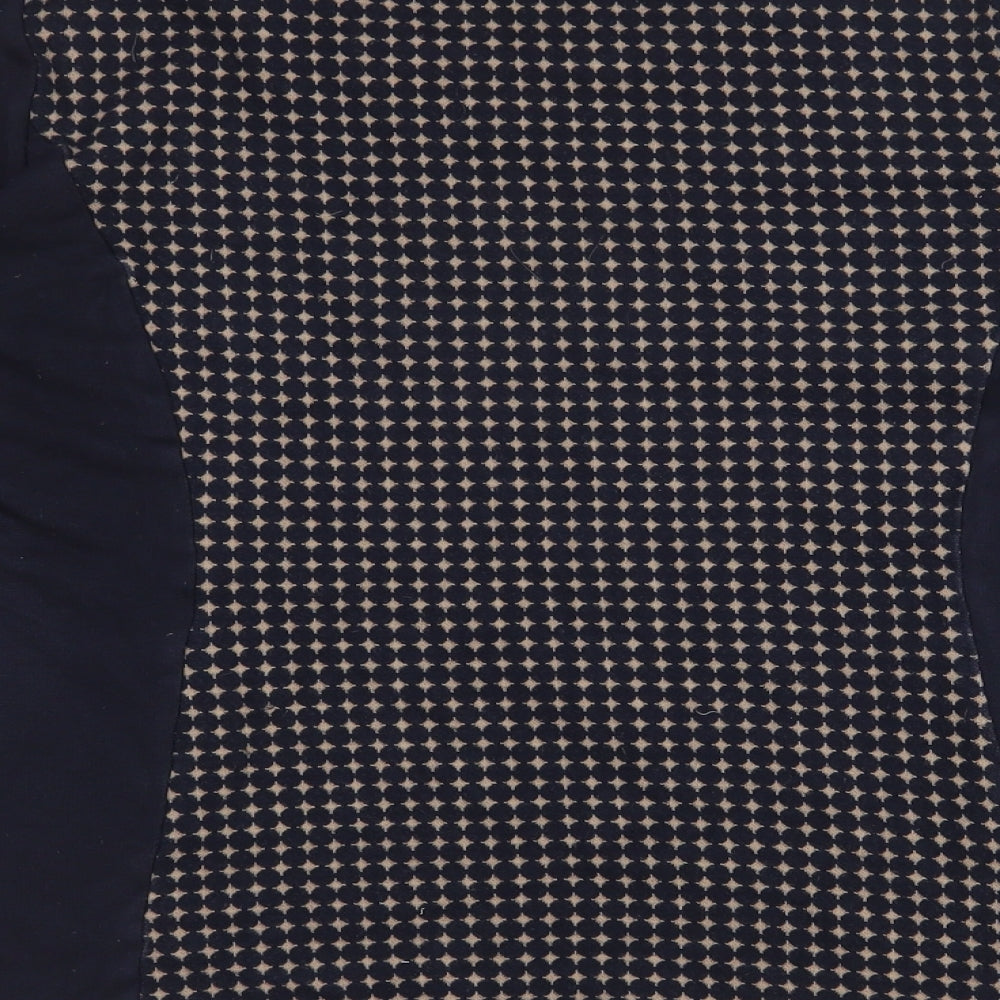 Country Casuals Womens Blue Round Neck Geometric Cotton Pullover Jumper Size 16