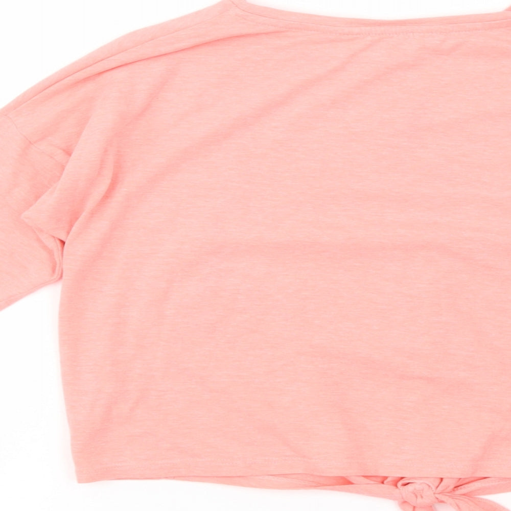 H&M Girls Pink Cotton Pullover T-Shirt Size 6-7 Years Crew Neck Pullover - Ballet
